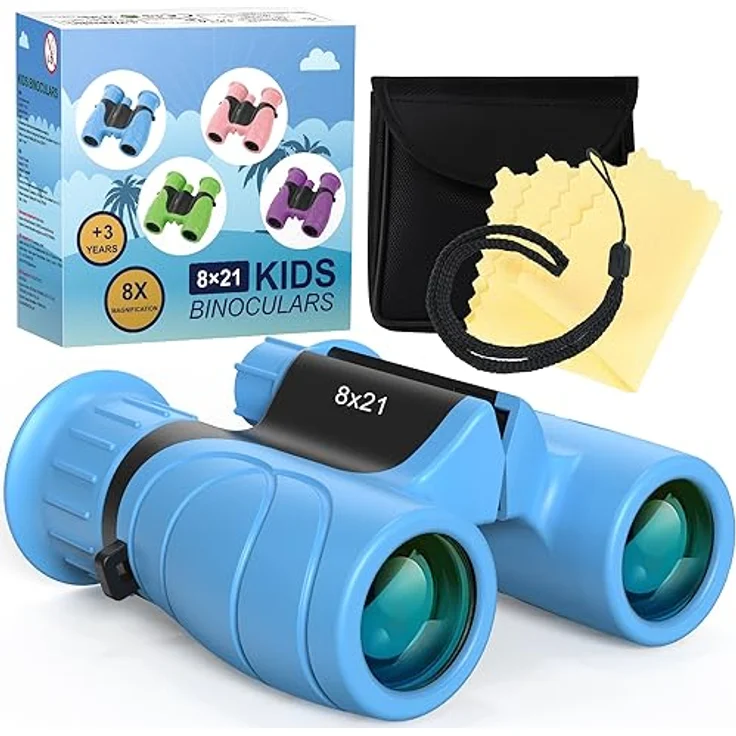 Kizplays® 8x21 Fernglas für Kinder und Erwachsene, HD Feldstecher mit extremer Schutzbeschichtung für Vogelbeobachtung und Wandern, tragbar mit Tasche und Halsband – Bild 1