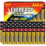 Eveready Gold AAA Batterien, 40 Stück, Langlebige Batterien für Haushaltsgeräte Alkaline