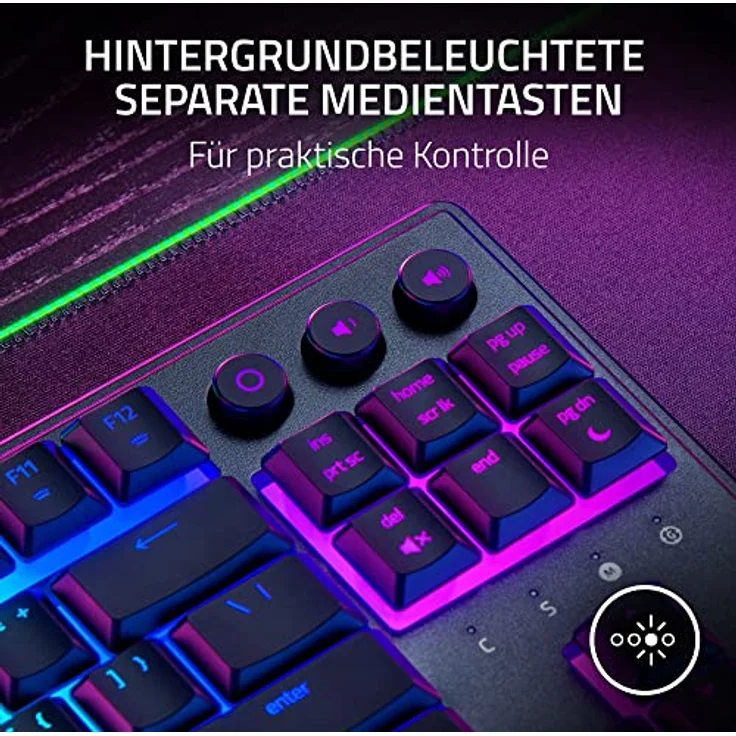 Razer Ornata V3 Tenkeyless - Kompakte Flache Gaming-Tastatur (Mecha-Membran-Switches, Tastenkappen mit Anti-UV-Beschichtung, Beleuchtete Separate Medientasten) QWERTZ DE-Layout | Schwarz – Bild 5