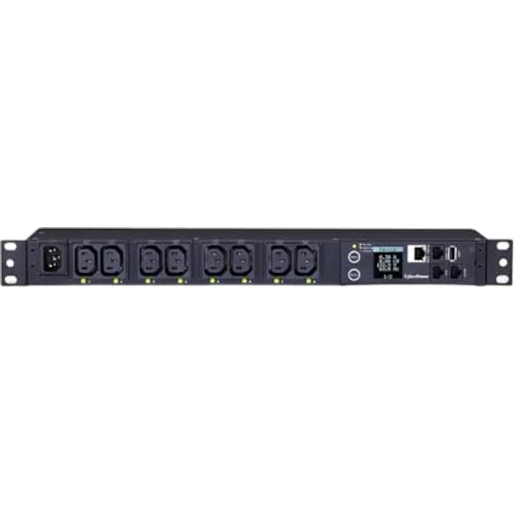 CyberPower PDU81004, Rackmount 1U, Switched PDU, Metered-by-Outlet Leistungssteuerung, 230V/10A Eingang, IEC-320 C13 Ausgang (8), SNMP-Netzwerkanschluss, PowerPanel Software