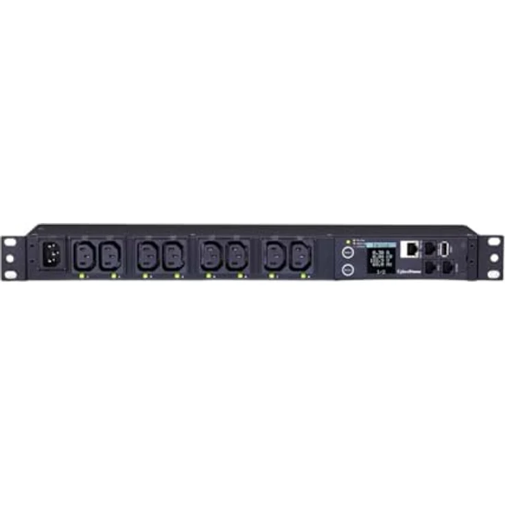CyberPower PDU81004, Rackmount 1U, Switched PDU, Metered-by-Outlet Leistungssteuerung, 230V/10A Eingang, IEC-320 C13 Ausgang (8), SNMP-Netzwerkanschluss, PowerPanel Software – Bild 1