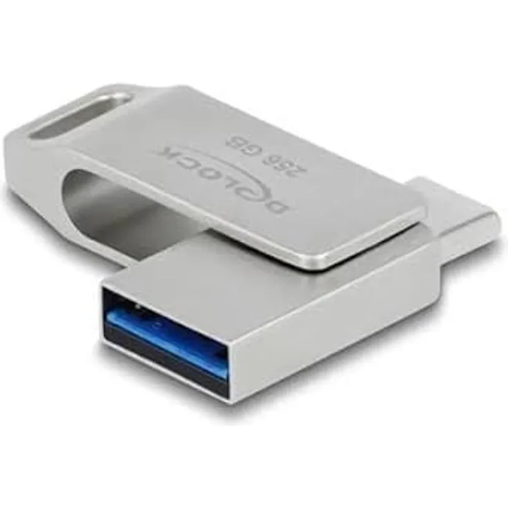 Delock USB 5 Gbps USB-CВ™ + Typ-A Speicherstick 256 GB - MetallgehГ¤use (256В GB, USB A, USB C), USB Stick, Grau