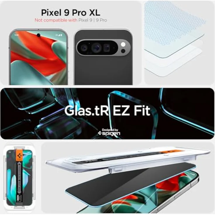 Spigen Glas.tR EZ Fit Sichtschutz Schutzfolie für Google Pixel 9 Pro XL, 2 Stück, Privacy Schutz, kratzfest, 9H Härte – Bild 2