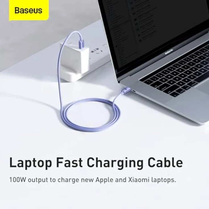 Baseus Crystal Shine Series USB-C Kabel, schnelles Aufladen und Datenübertragung, 100 W, 1,2 m, lila – Bild 2