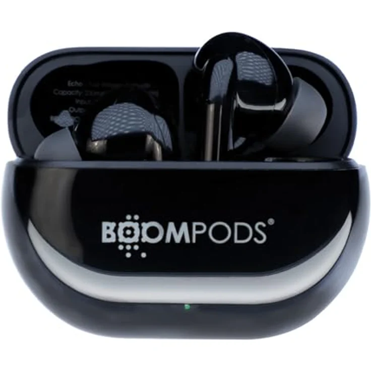 BOOMPODS Echobuds, Bluetooth-Kopfhörer 5.3 Sport mit IPX4 Wasserschutz und immersivem Klang, Schwarz – Bild 1