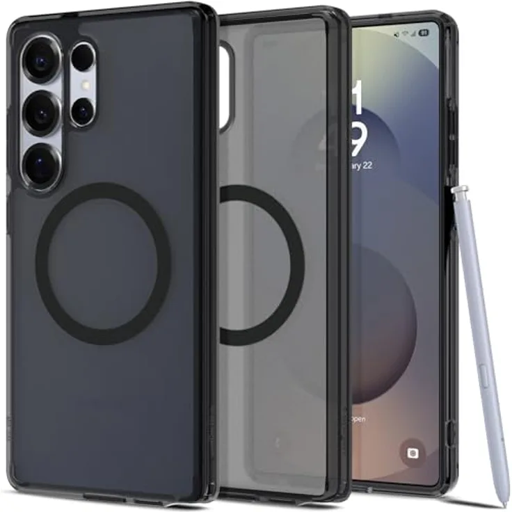 Spigen Ultra Hybrid MagFit Hülle für Samsung Galaxy S25 Ultra, Kompatibel mit MagSafe -Frost Black mit integriertem Magnet und Schutzrand
