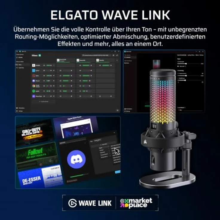 Corsair VOXARA USB Gaming Kondensatormikrofon, 25mm-Kapsel, 32-bit/192kHz Audio-Engine, RGB-Beleuchtung, Schwarz – Bild 5