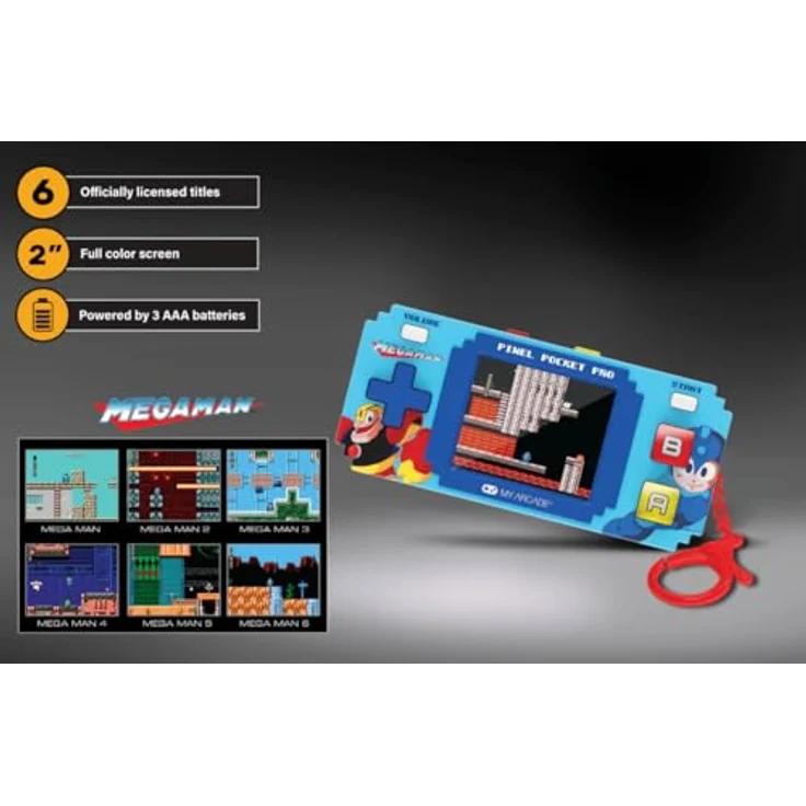 My Arcade Pixel Pocket Pro Mega Man, tragbare Spielkonsole 5,08 cm (2), blau – Bild 5
