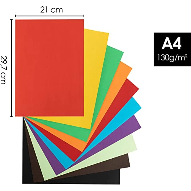 OfficeTree 104 x Tonpapier A4 Bunt 130g - 12 Farben - Buntpapier zum Basteln - Bastelpapier Bunt – Bild 2