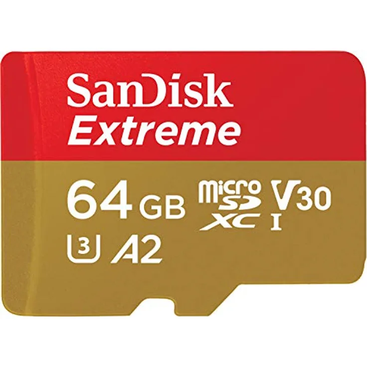 Sandisk microSDXC Extreme Speicherkarte (64 GB, Video Speed Class 30 (V30)/UHS Speed Class 3 (U3) - Lesegeschwindigkeit bis zu 80 MB/s