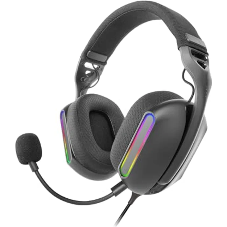 Mars Gaming MH-PRO, Gaming-Kopfhörer mit ARGB Flow, Surround-Sound, AIR 3D-Ohrpolster und Mikrofon, Schwarz – Bild 1