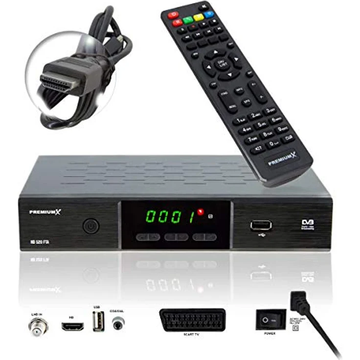 PremiumX Camping Satelliten-Komplettanlage, 45cm Hellgrau, mit Single LNB, HD TV Receiver und Dreibein-Stativ – Bild 3