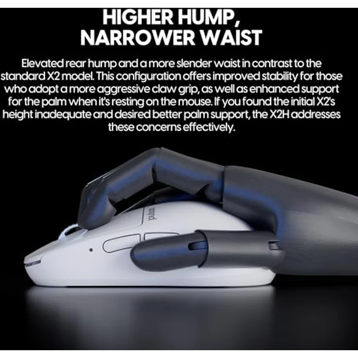 Pulsar Gaming Gears X2H ES, kabellose Gaming-Maus, limitierte Auflage, PAW3395-Sensor, 100-Stunden-Akku, optischer Schalter, OLED-Display, treiberlos – Bild 2