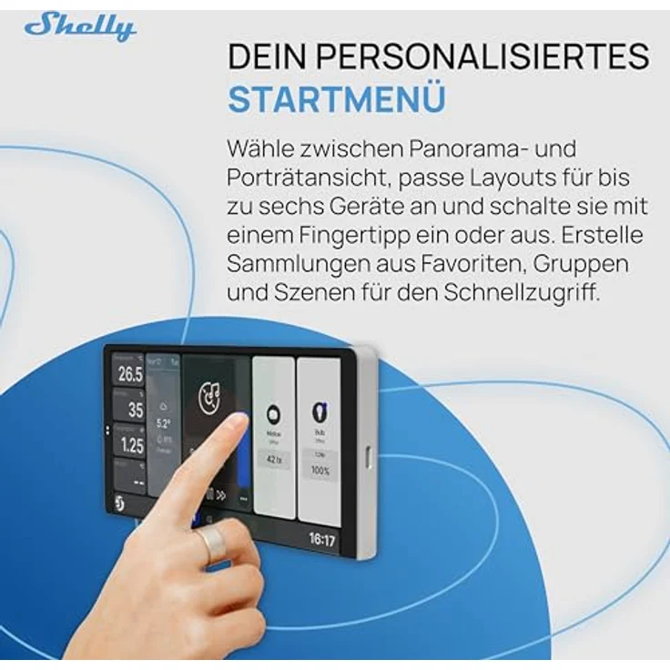 Shelly Wall Display X2 + Blu H&T, Smart Home Hub mit Echtzeitdaten für Temperatur und Luftfeuchtigkeit, Silber – Bild 3