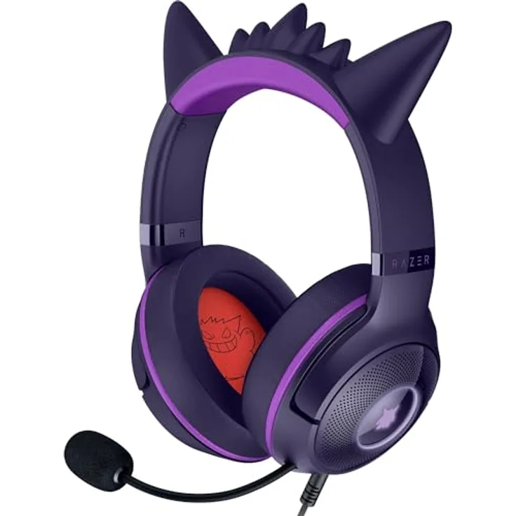 Razer Kraken Kitty V2 – Gengar Edition, USB-Headset mit Gengar-Stacheln, streamreaktiver Beleuchtung, HyperClear-Kardioidenmikrofon, Triforce 40-mm-Treibern und 7.1 Surround Sound, Violett