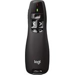 Logitech R400 Presenter, Kabellose 2.4 GHz Verbindung via USB-Empfänger, 15m Reichweite, Roter Laserpointer, Intuitive Bedienelemente, 6 Tasten, Batterieanzeige, PC - Schwarz