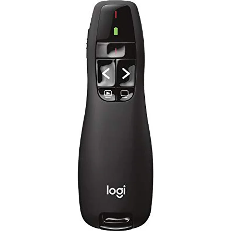 Logitech R400 Presenter, Kabellose 2.4 GHz Verbindung via USB-Empfänger, 15m Reichweite, Roter Laserpointer, Intuitive Bedienelemente, 6 Tasten, Batterieanzeige, PC - Schwarz – Bild 1