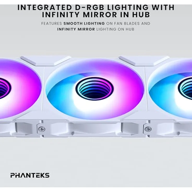 Phanteks M25 Gen2 PC Lüfter 120mm RGB 3er-Pack - Gaming PC Lüfter Weiß | PWM Lüfter - bis 2.000 U/min - hoher Airflow - Vibrationsarm - Leise – Bild 4
