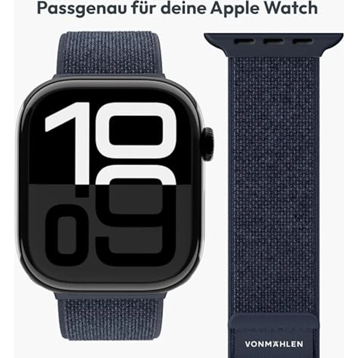 Vonmählen Fitness Loop 2, Uhrenarmband aus atmungsaktivem Nylon für Apple Watch, stufenlos verstellbar, Blau, 44-49 mm – Bild 5