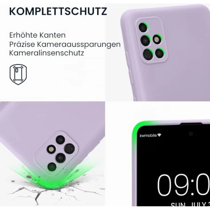 kwmobile Handyhülle für Samsung Galaxy A51 - weiches Silikon Case in Lavendel, flexibles TPU mit rutschfester und reißfester Schutzhülle, präzise Ausschnitte für Kamera und Anschlüsse – Bild 3