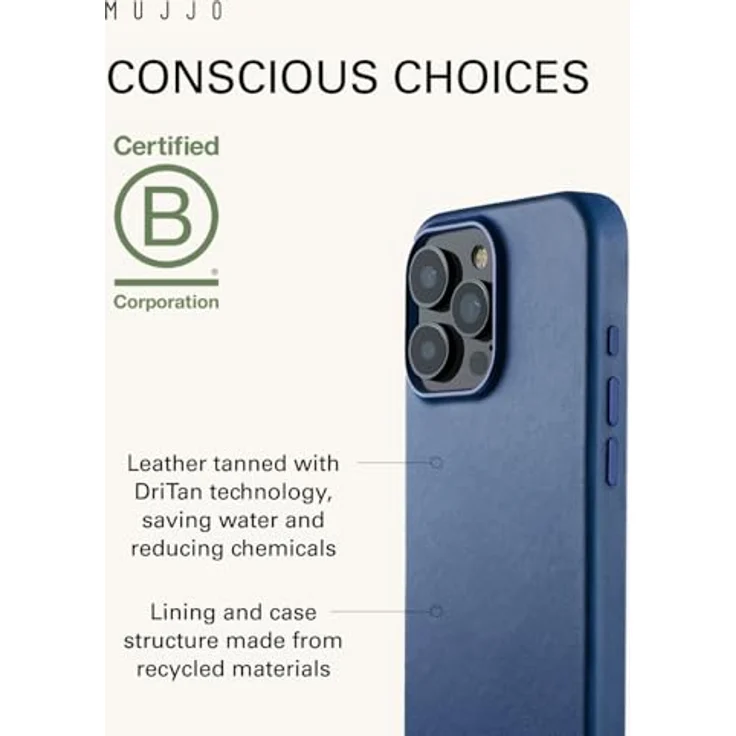Mujjo Leather Case iPhone 16 Pro Max Blau - Premium Lederhülle mit MagSafe-Unterstützung – Bild 4