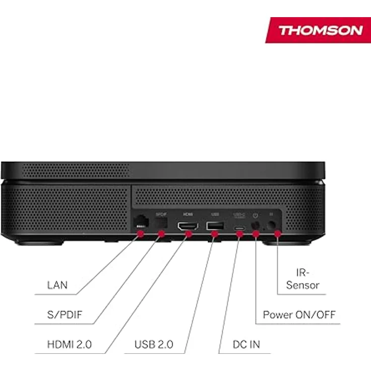 Thomson Sirius PG55B, tragbarer UHD-Laserprojektor mit 600 lm Helligkeit, Google-TV und Akku, Schwarz – Bild 5