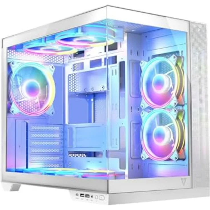 Modecom ATX Volcano Panorama Apex ARGB 7F Midi Halb-Tower-Gehäuse weiß, mehrfarbig, 44,6 x 51,4 x 37,8 cm