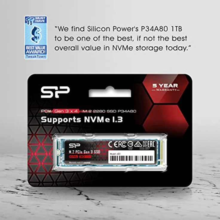 Siliconpow SSD P34A80 1TB, M.2 PCIe Gen3 x4 NVMe, 3200-3000 MB-s SP001TBP34A80M28 – Bild 4