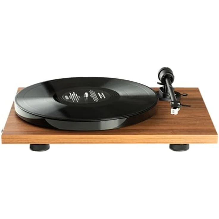 Pro-Ject E1 BT Plattenspieler, Walnuss, mit BT Sender, schaltbarer Phono Vorstufe und elektronischer Geschwindigkeitsänderung – Bild 1