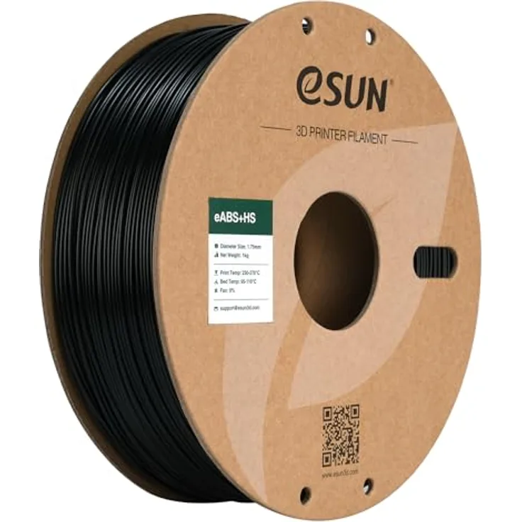 eSUN eABS+HS 1,75mm Schwarz 1kg, Hochgeschwindigkeits-3D-Filament mit geringer Schrumpfung und Aceton-Polierung
