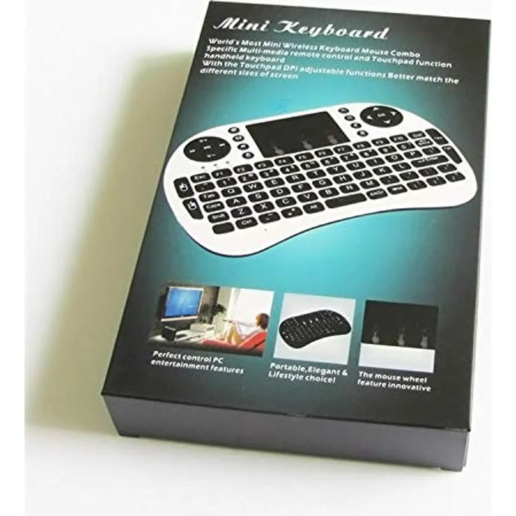 Lipa Mini drahtlose Tastatur WeiB mit Airmouse/mit USB-Receiver/anschliessbar an jedes Gerät mit USB-Anschluss/Mit Backlight/QWERTY/Batterie wiederaufladbar mit dem gelieferten Kabel – Bild 3