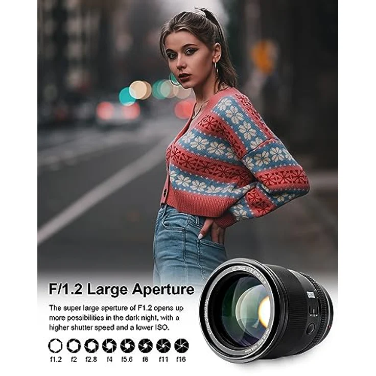 VILTROX 75mm f/1.2 F1.2 PRO Autofokus Objektiv für Sony E-Mount Ultra Weitwinkel APS-C Prime Objektiv kompatibel mit Sony E-Mount spiegellosen Kameras A7M/R/S Serie A7Cc A9 A1 A6x00 Fs5 – Bild 3