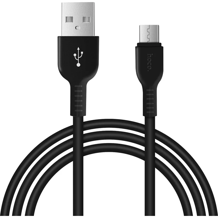 Hoco USB Kabel X20, 1m Micro USB Ladekabel mit verstärkter Kabelführung und 2A Ladeleistung, schwarz