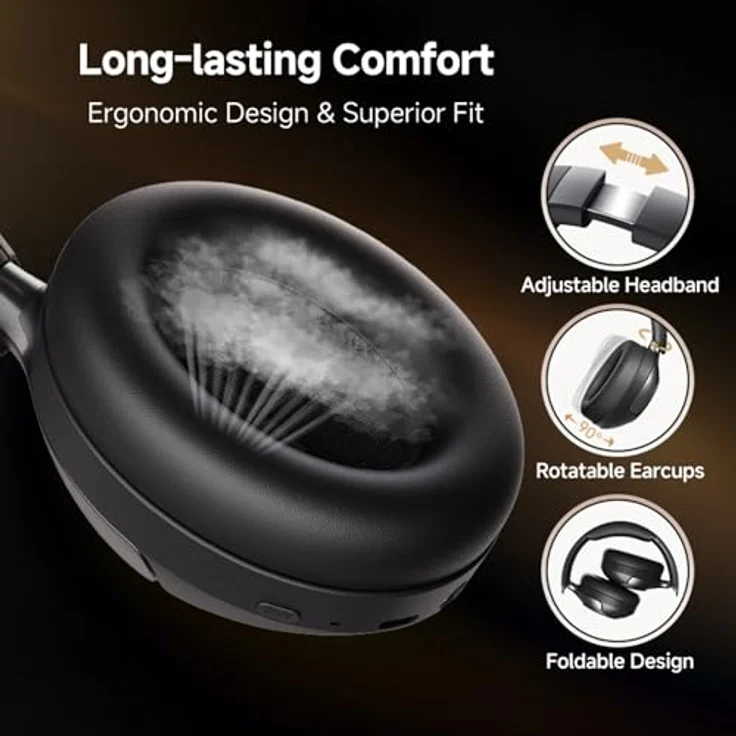 QCY H3 Pro, Noise-Cancelling Kopfhörer mit 40 h Akkulaufzeit, Kabelgebunden und Kabellos, Weiss – Bild 12