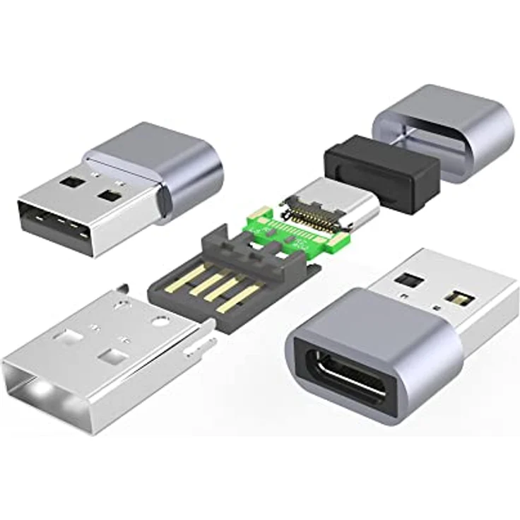 PremiumCord Adapter USB-C auf USB 2.0 A, Buchse auf Stecker, 480 Mbit/s, Aluminium, Farbe: Space Grau – Bild 4