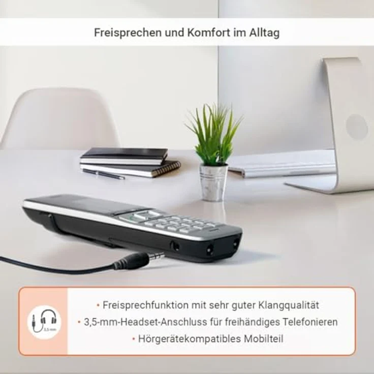 Gigaset BasicLine IP+COMFORT 500HX, VoIP Schnurloses Telefon in Schwarz/Silber, DECT/IP-DECT, HD-Sprachqualität, bis zu 6 Mobilteilen, integrierte Freisprecheinrichtung – Bild 6
