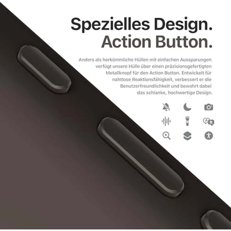 DECODED Smartphone-Hülle AntiMicrobial Silicone Backcover für iPhone 16 Pro, mit schlagfestem Polycarbonat, MagSafe-kompatibel, schwarz – Bild 7
