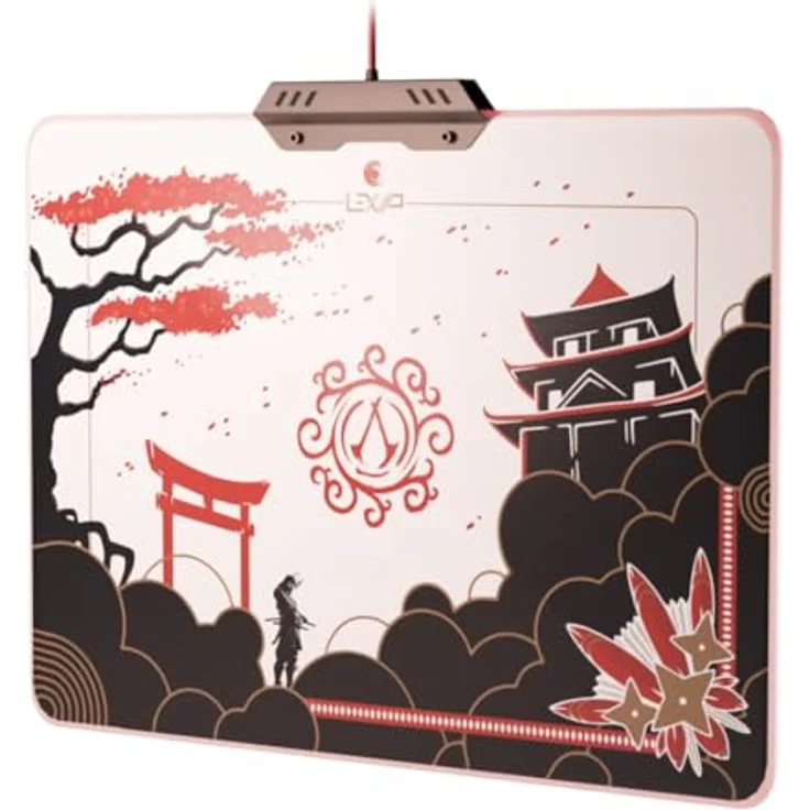 Lexip X UBISOFT Assassins Creed Shadows Mouse Pad, Mausmatte, strapazierfähig, Schwarz, Rot, Gold – Bild 2