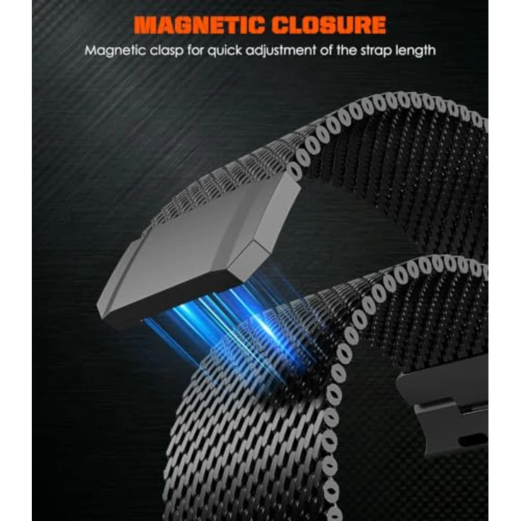 Astorgos Metallarmband für Apple Watch 42/44/45/46/49 mm, Edelstahl-Mesh mit magnetischem Schnallendesign – Bild 3