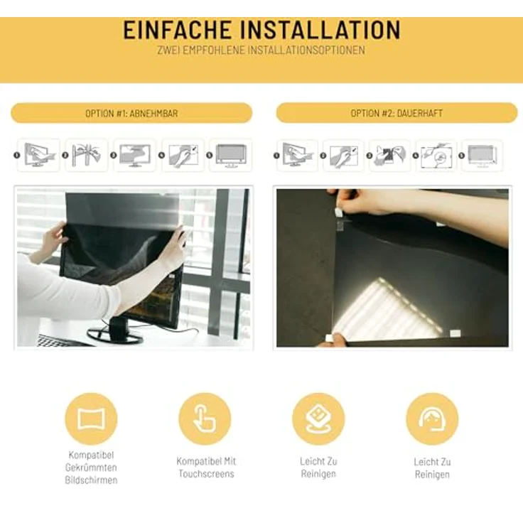 VistaProtect Premium Blickschutzfilter, Privacy Filter & Blickschutzfolie für Computermonitore (23.6³ Zoll) – Bild 8