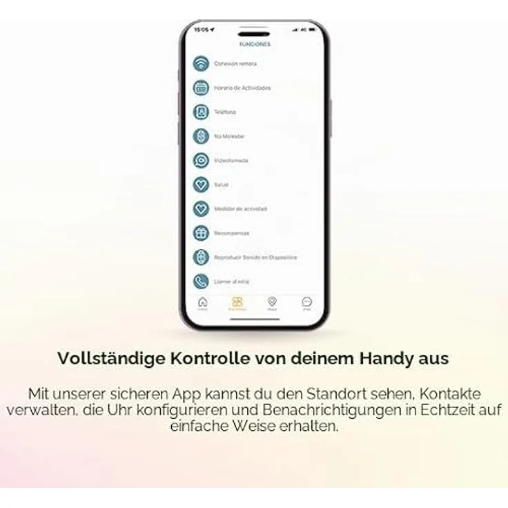 SaveFamily SaveWatch Plus 2, Smartwatch für Kinder mit GPS-Tracker, 8 MP Kamera, Anrufen, WhatsApp, Spotify, silbernes Zifferblatt und schwarzes Silikonarmband – Bild 5