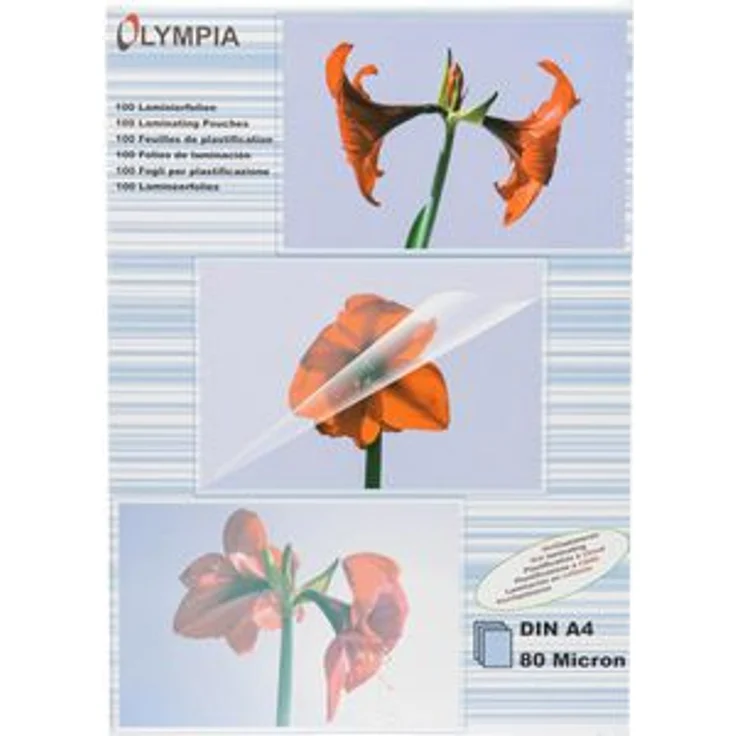 Olympia Laminierfolien 9166, DIN A4, 80 mic, glänzend, 100 Stück – Bild 1