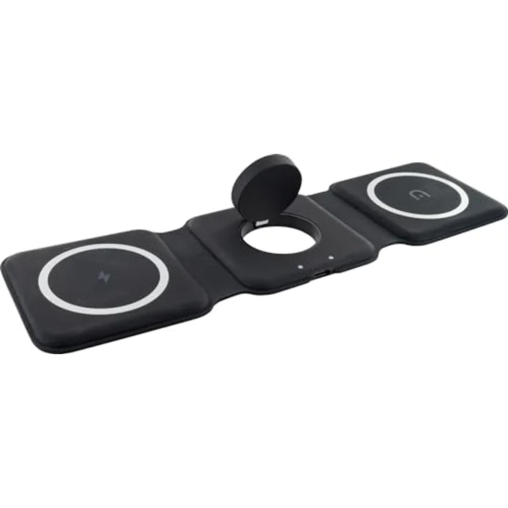 SCHWAIGER LISM0031 Ladestation QI Wireless Multicharge Ladeplatte, faltbar und klappbar, für Smartphone, iPhone, Smartwatch, Apple Watch und AirPods, mit Magnet-Ladefläche und Multischutzsystem – Bild 2