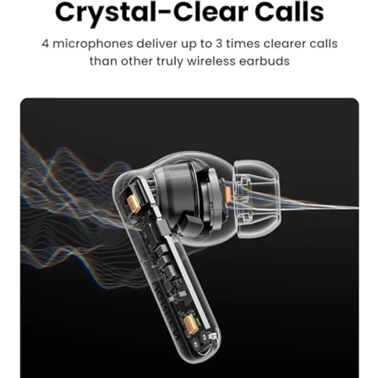 Ugreen HiTune T6 Wireless Kopfhörer mit ANC Funktion + Usb-A - Usb-C Kabel - Weiß – Bild 8