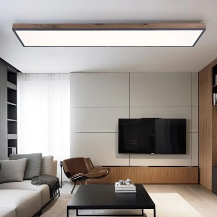 Globo LED Deckenleuchte Fernbedienung Deckenlampe Holzleuchte Wohnzimmerlampe CCT, Nachtlicht, Alu Holzoptik Graphit opal, 1x 36W 2250Lm warm-kaltweiß, L 120 cm - Preisvergleich – Bild 3