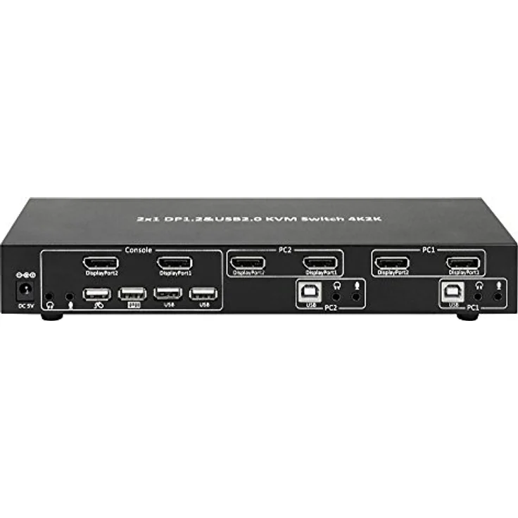 Techly 101928 KVM Switch 2 Ports DisplayPort 1.2 für Dual Monitor schwarz – Bild 2