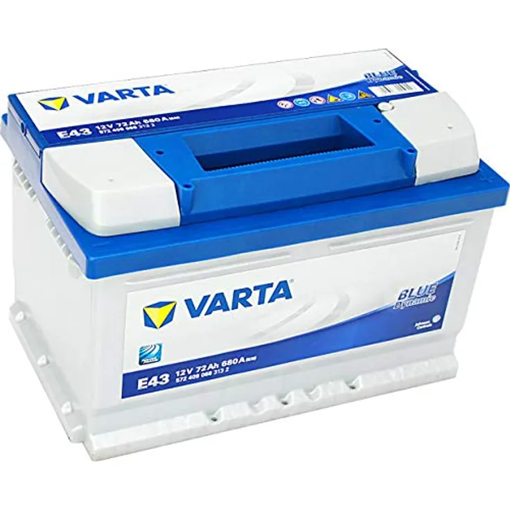 VARTA E43 Blue Dynamic, 12V Autobatterie mit 72Ah und 680A Kälteprüfstrom, wartungsfrei