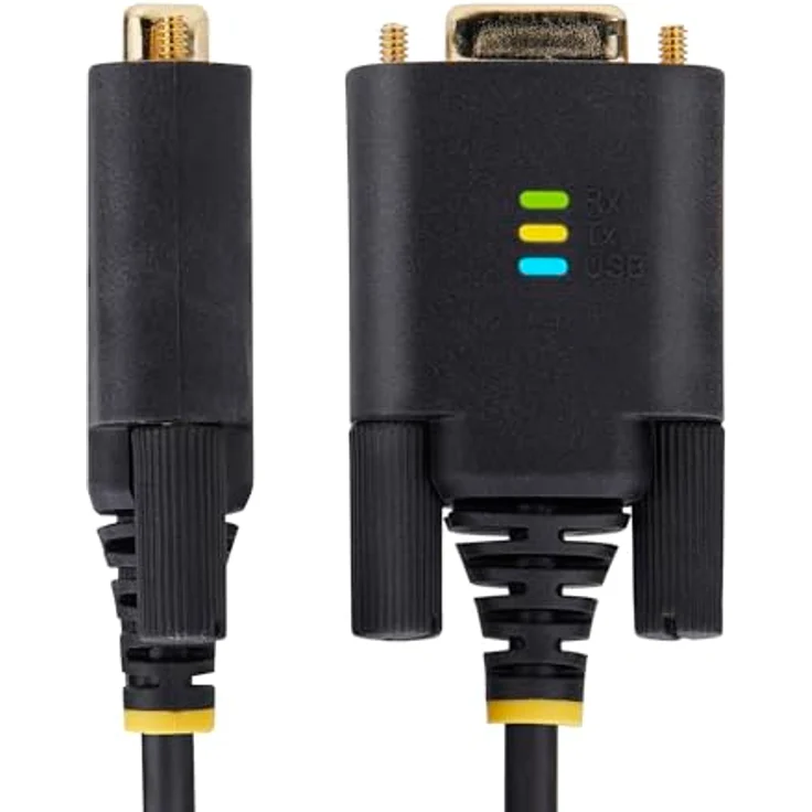 StarTech.com USB zu Null Modem Serial Adapter Kabel, 2m, FTDI, RS232, USB (M) zu DB-9 (W), schwarz, mit LED-Anzeigen – Bild 2