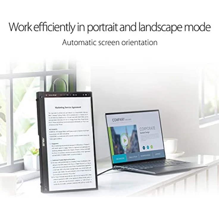 ASUS ZenScreen MB16AHG - 15,6 Zoll tragbarer USB Monitor - Full HD 1920x1080, Typ-C, Mini HDMI, Autorotation, Kickstand, Stativ Sockel - IPS Panel, 144Hz, FreeSync Premium, 16:9, entspiegelt – Bild 4