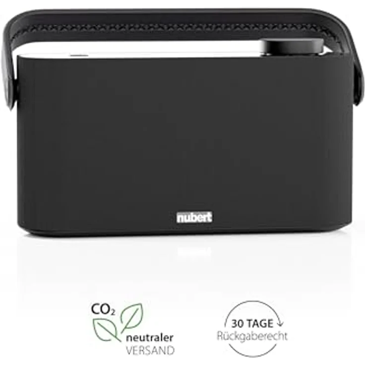 Nubert nuGo! ONE+ | Bluetooth-Lautsprecher Schwarz | Akku für 24h Laufzeit | Integriertes Radio mit DAB+ und UKW/FM | 2,9" IPS-Display | IPX5 Spritzwasserschutz | Mit Tragegriff – Bild 2